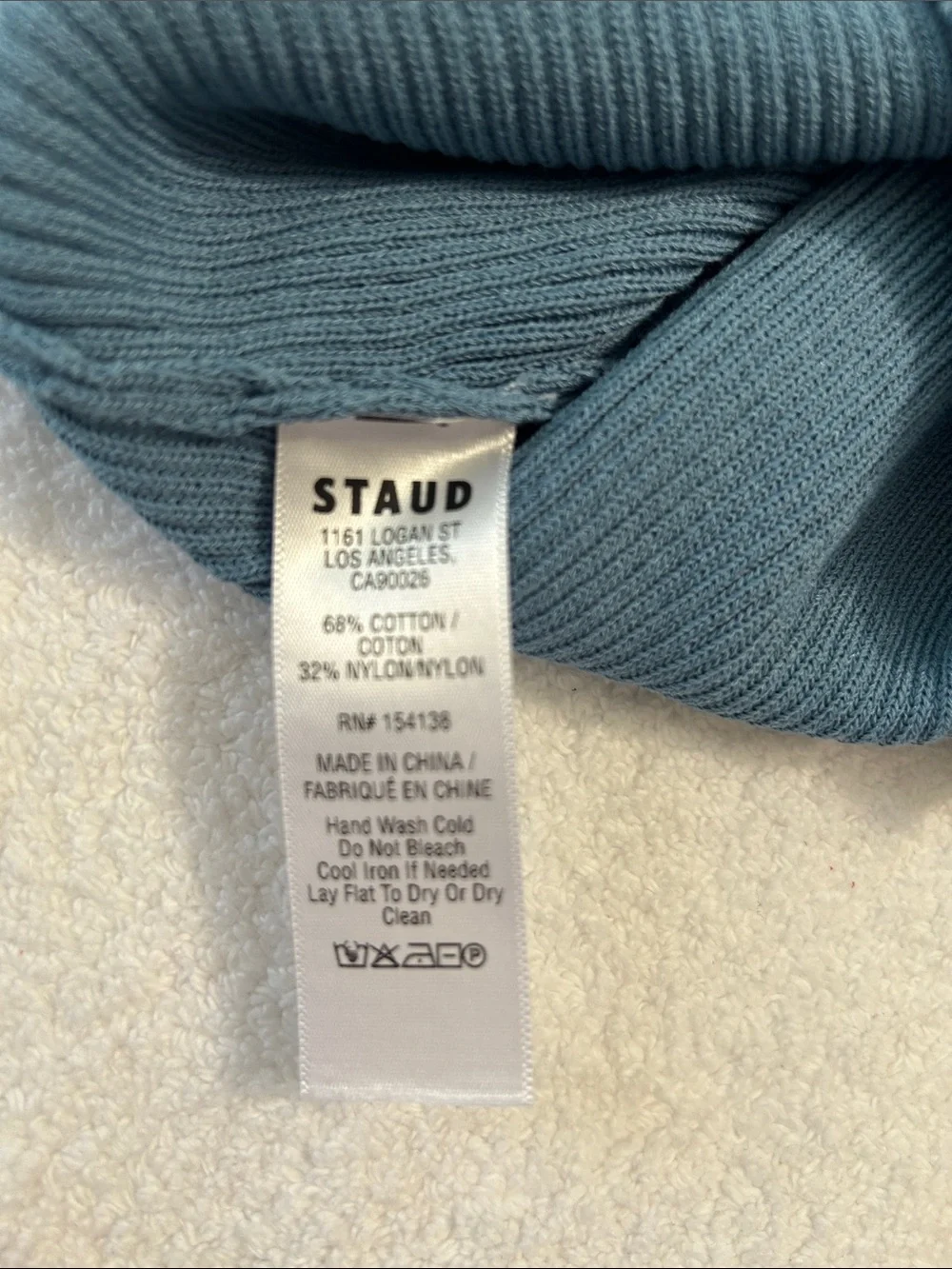 STAUD Small Top Ibisco Tank Cropped in Slate Blue sleeveless ribbed crop NWT